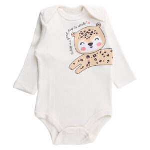 Body Manga Longa Iaze Baby Oncinha Bege