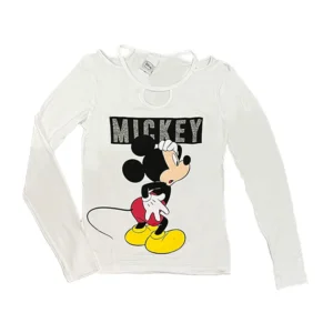 Blusa Cativa Mickey Manga Longa Branca