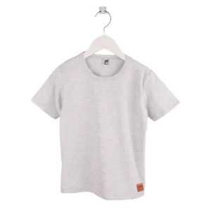 Camiseta Infantil Kookabu Básica Cinza Detalhe Couro