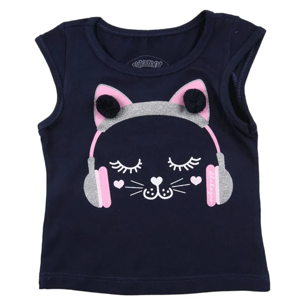 Conjunto Bebê Alakazoo Blusa Marinho Estampa Gatinha + Saia - Imagem 6