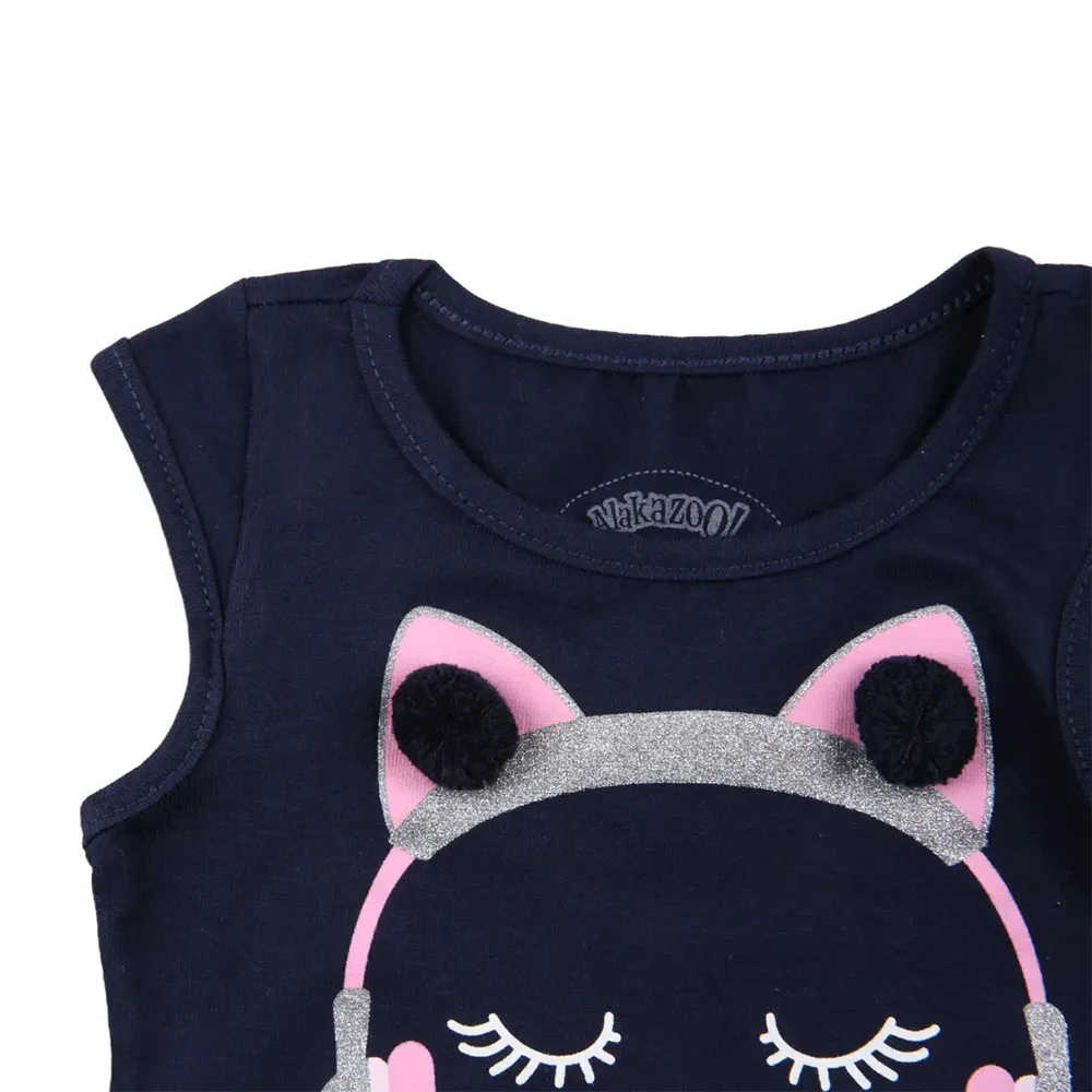 Conjunto Bebê Alakazoo Blusa Marinho Estampa Gatinha + Saia - Imagem 5