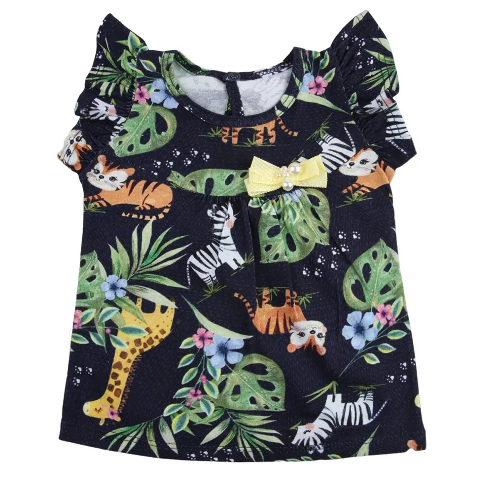 Conjunto Bebê Alakazoo Blusa Marinho Estampa Safari + Shorts - Imagem 2