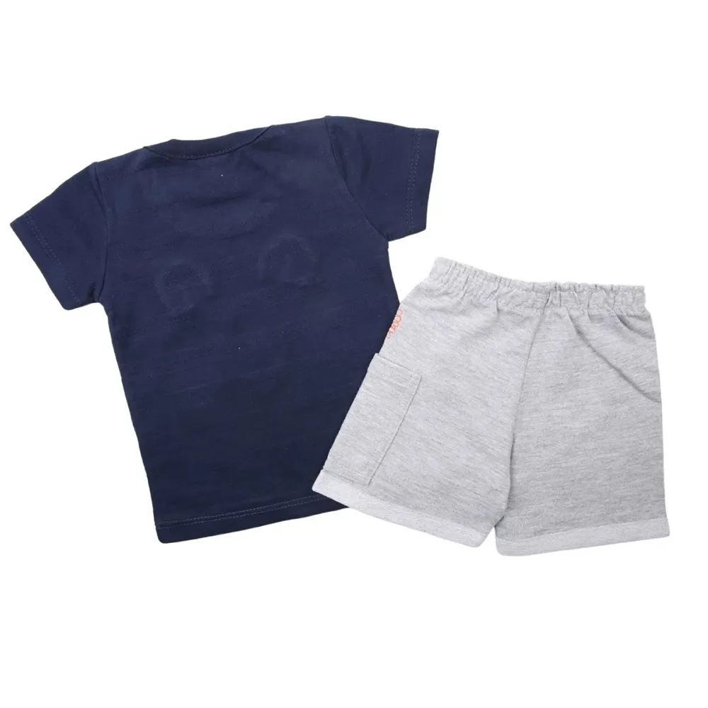 Conjunto Bebê Reirex Camiseta Marinho Leão + Bermuda Moletom - Imagem 6