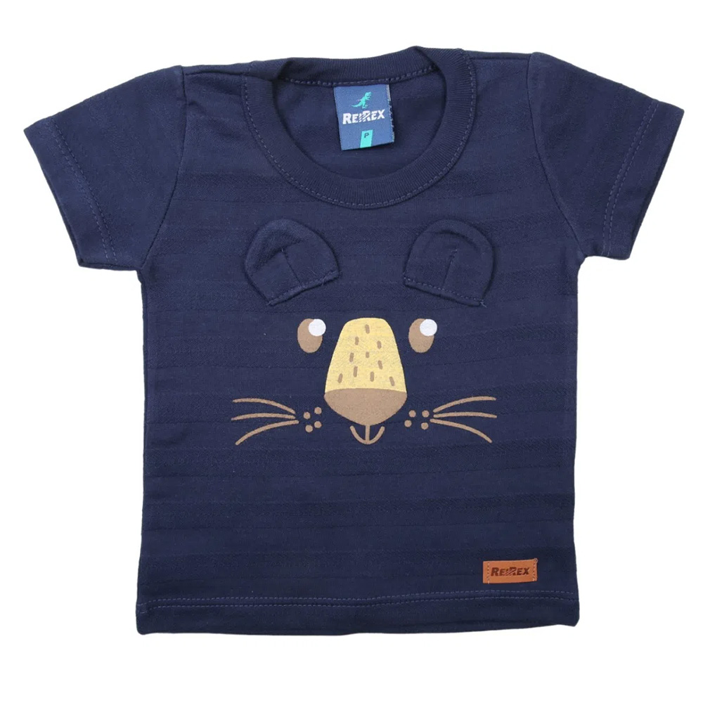 Conjunto Bebê Reirex Camiseta Marinho Leão + Bermuda Moletom - Imagem 5