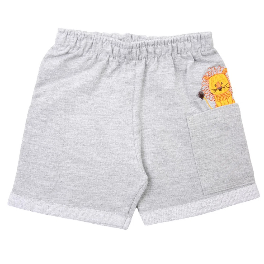 Conjunto Bebê Reirex Camiseta Marinho Leão + Bermuda Moletom - Imagem 3