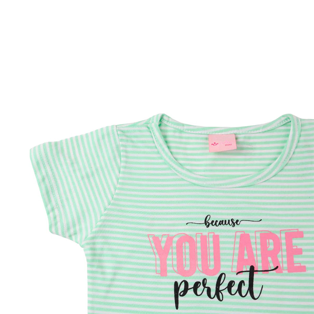 Conjunto Infantil Color Mini Blusa You Are Perfect Verde + Shorts - Imagem 3