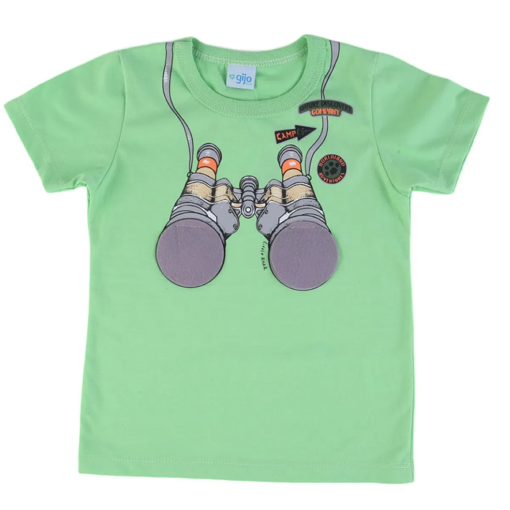 Conjunto Infantil Gijo Kids Camiseta Verde Binóculo + Bermuda - Imagem 2