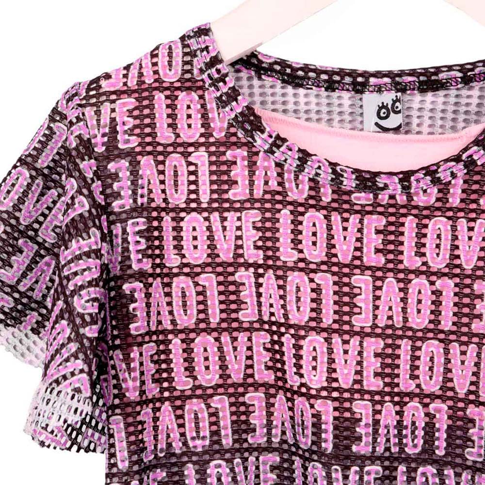 Conjunto Infantil Kookabu Blusa Estampa Love Preto + Shorts Moletom - Imagem 3