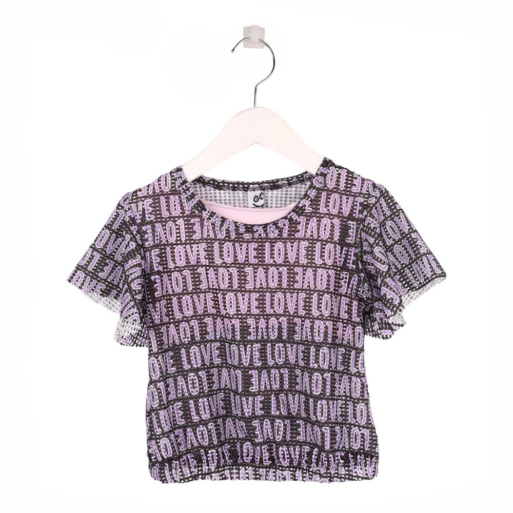 Conjunto Infantil Kookabu Blusa Estampa Love Preto + Shorts Moletom - Imagem 2