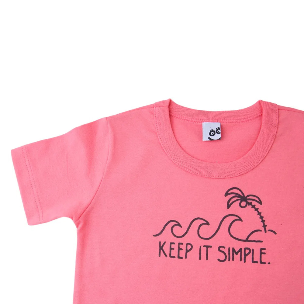 Conjunto Infantil Kookabu Camiseta Coral Keep It Simple + Bermuda Sublimada - Imagem 3