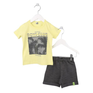 Conjunto Infantil Kookabu Camiseta Boys Club Amarelo + Bermuda