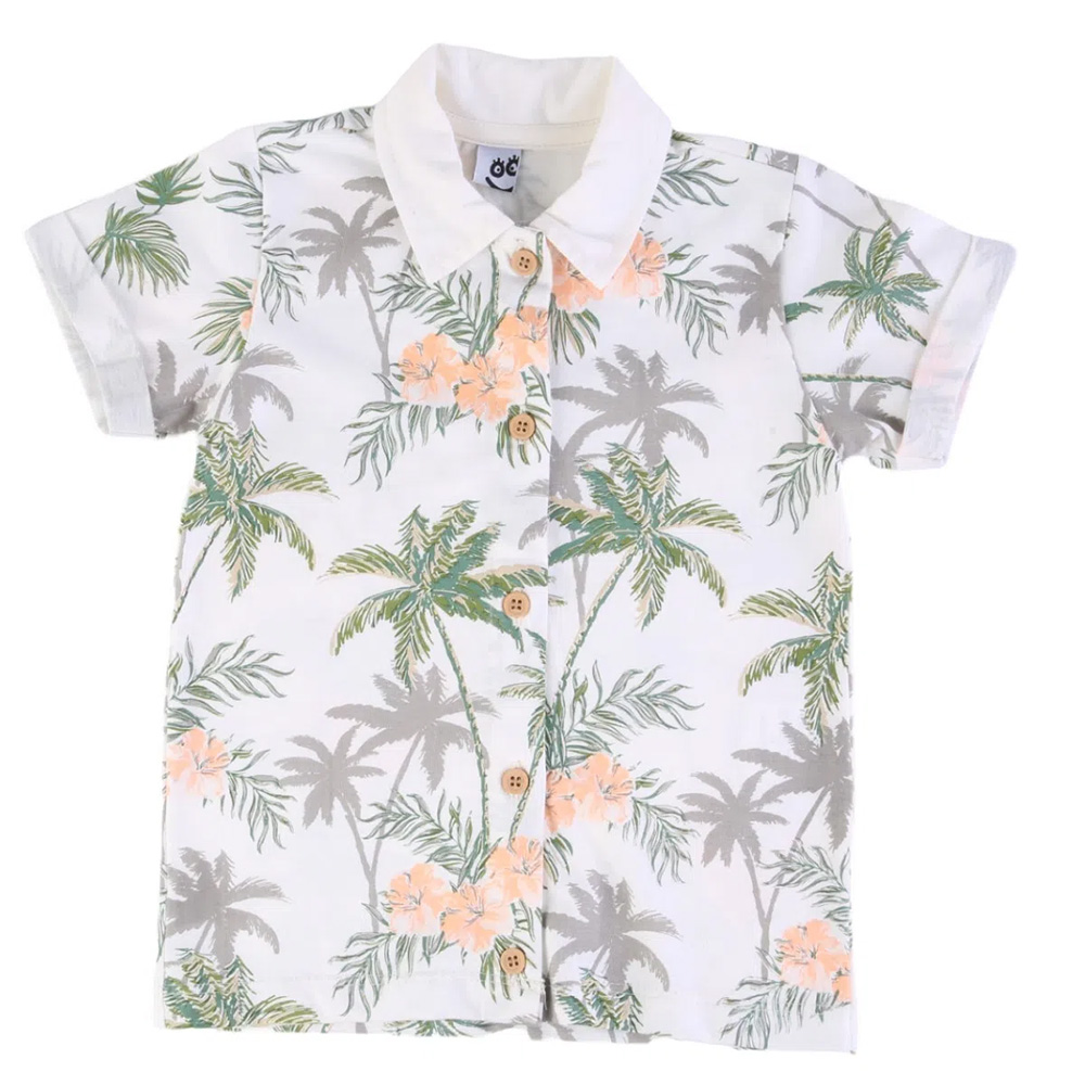 Conjunto Infantil Kookabu Camiseta Havaí Off White + Bermuda Moletom - Imagem 3