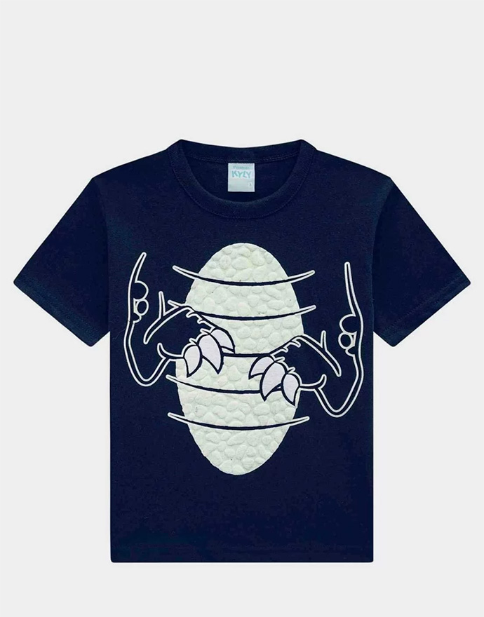 Pijama Infantil Kyly Dinossauro Brilha no Escuro Azul Marinho Masculino - Imagem 2